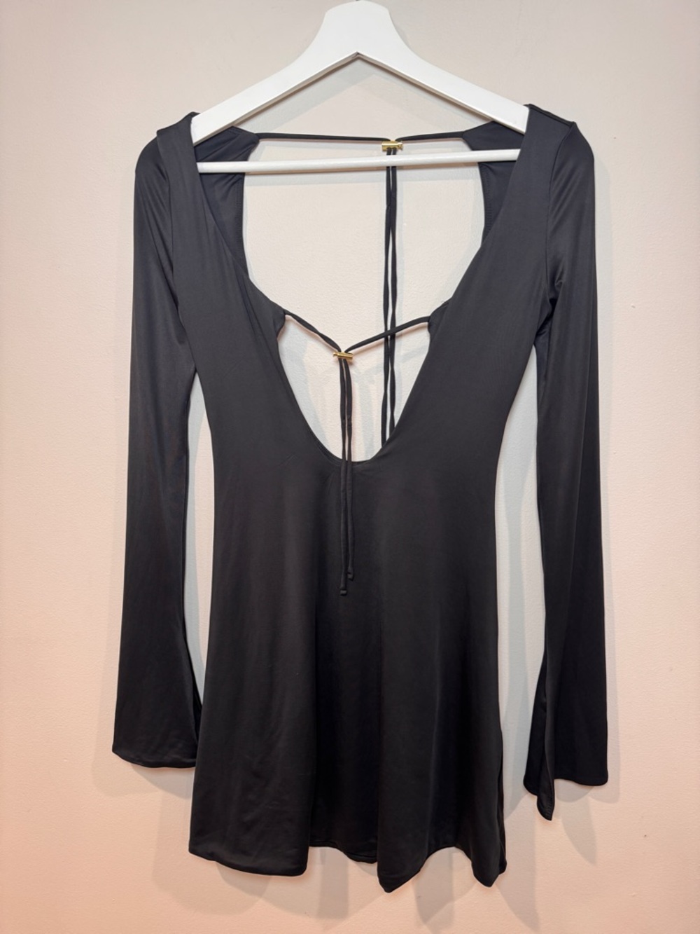 Polly & Co Black Open Back Mini Dress Size XS New With Tags
